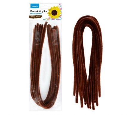 Drátek žinylka 500x8mm 10ks tmavě hnědý