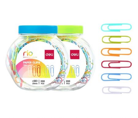 Sponky kancelářské dóza 200ks DELI E0053 mix