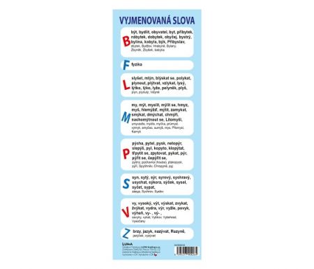 Vyjmenovaná slova záložka LUMA