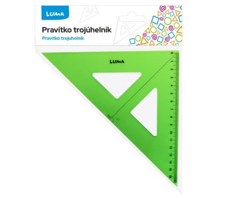 Pravítko trojuhelník s ryskou zelené LUMA