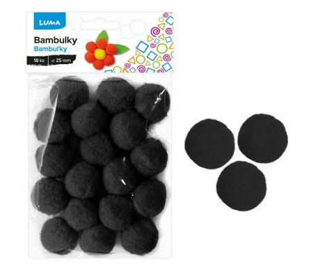 Bambulky černé 18ks 25mm