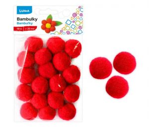 Bambulky červené 18ks 25mm