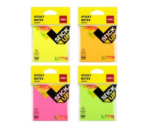 Bloček samolepící kostka 76mmx76mm 100lístků neon 4 druhy