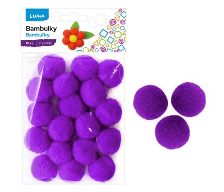 Bambulky fialové 18ks 25mm