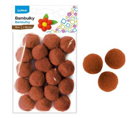 Bambulky hnědé 18ks 25mm