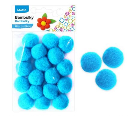 Bambulky modré světle 18ks 25mm