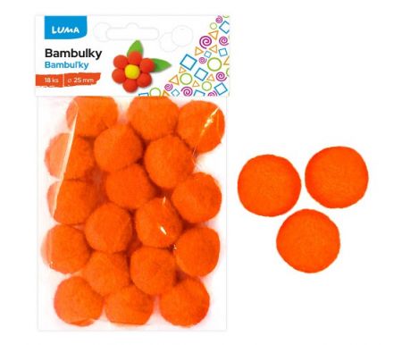 Bambulky oranžové 18ks 25mm