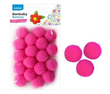 Bambulky růžové 18ks 25mm