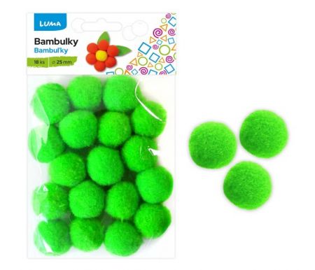Bambulky zelené světle 18ks 25mm