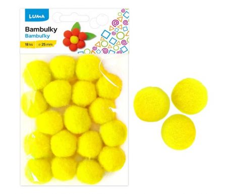 Bambulky žluté 18ks 25mm