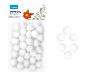Bambulky bílé 30ks 20mm