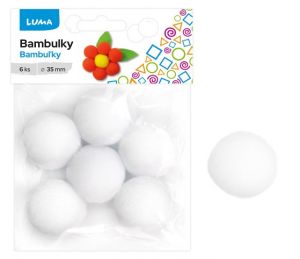 Bambulky bílé 6ks 35mm