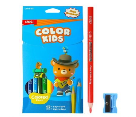 Pastelky DELI trojhranné JUMBO 12 barev Color Kids