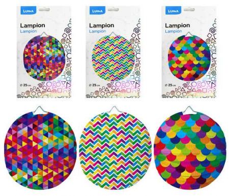 Lampion 25cm kulatý mix