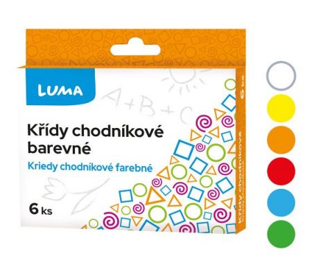 Křídy chodníkové 6ks barevné, krabička LUMA