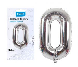 Balonek foliový č.0 stříbrný 43cm LUMA