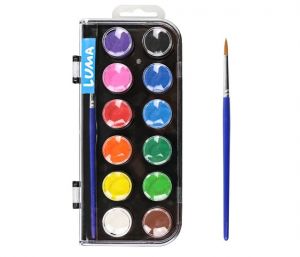 Barvy vodové se štětcem 12 barev 23mm