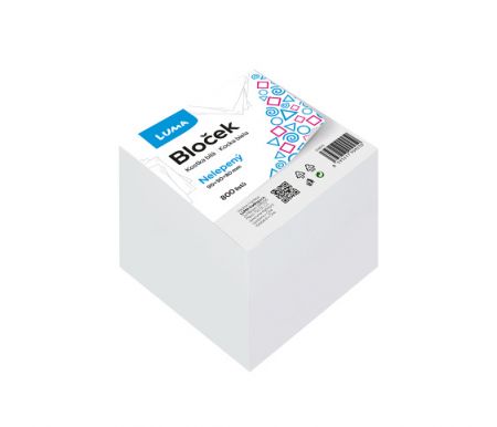 Bloček KOSTKA bílá 85x85x80mm nelepená LUMA