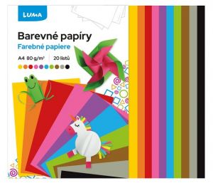 Papír barevný mix složka A4, 20ks LUMA