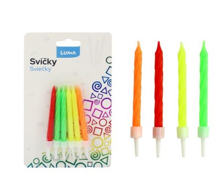 Svíčka 12ks, SPIRÁLA neon LUMA