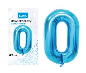 Balónek foliový č.0 MODRÝ 43 cm LUMA