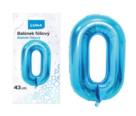 Balónek foliový č.0 MODRÝ 43 cm LUMA