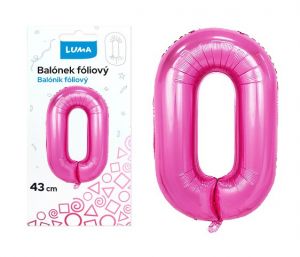 Balónek foliový č.0 RŮŽOVÝ 43 cm LUMA