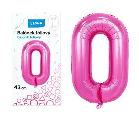 Balónek foliový č.0 RŮŽOVÝ 43 cm LUMA