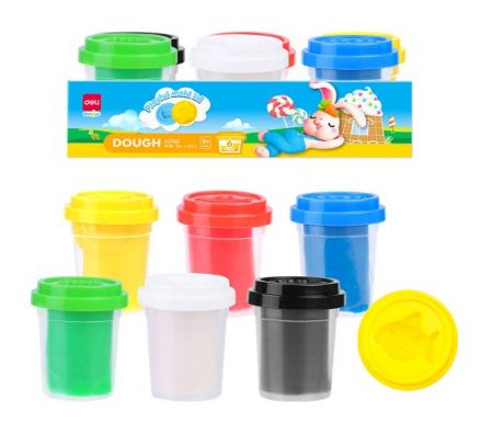 Plastelína měkká kelímek 6 barev DELI EH700