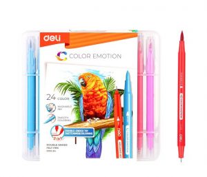 Fix oboustranný DELI štětečkový + liner, 24 barev Color Emotion AC151-24