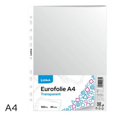 Eurofolie A4 transperentní LUMA, 100ks