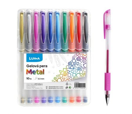 Gelové pero 10 barev METALLIC, LUMA 