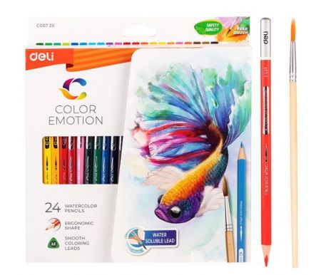 Pastelky DELI aquarelové 24 barev Color Emotion EC00720