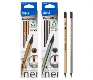 Tužka HB s gumou trojhranná GOLD/SILVER DELI EC018-HB mix