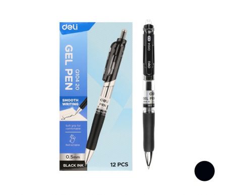 Gelové pero DELI EQ10420 černé