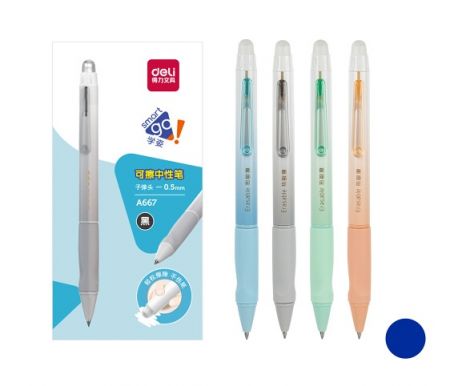 Propiska gelová mazací DELI A667 modrá mix