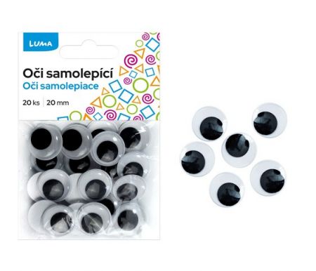 Oči kulaté 20mm - 20ks v balení