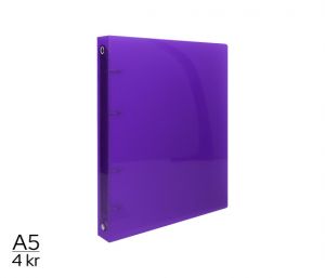 Pořadač LUMA A5 diagonální 4 kroužkový fialový