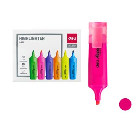 Zvýrazňovač DELI ES621 růžový plochý