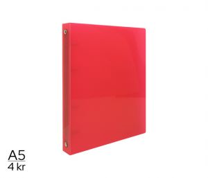 Pořadač LUMA A5 diagonální 4 kroužkový červený
