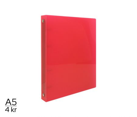 Pořadač LUMA A5 diagonální 4 kroužkový červený