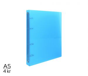 Pořadač LUMA A5 diagonální 4 kroužkový modrý