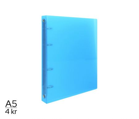 Pořadač LUMA A5 diagonální 4 kroužkový modrý