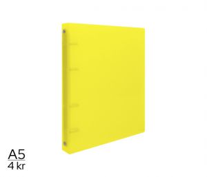 Pořadač LUMA A5 diagonální 4 kroužkový žlutý
