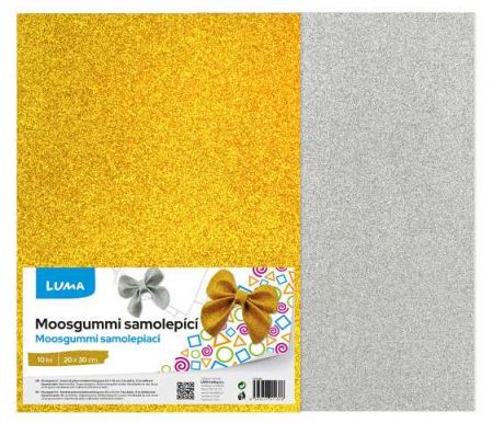 MOOSGUMMI A4 zlatá/stříbrná GLITR samolepící LUMA, 10ks