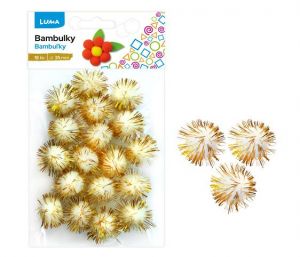 Bambulky metalické bílo-zlaté, 18ks 25mm LUMA