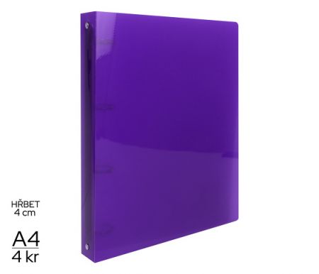 Pořadač LUMA A4/40mm 4 kroužkový fialový