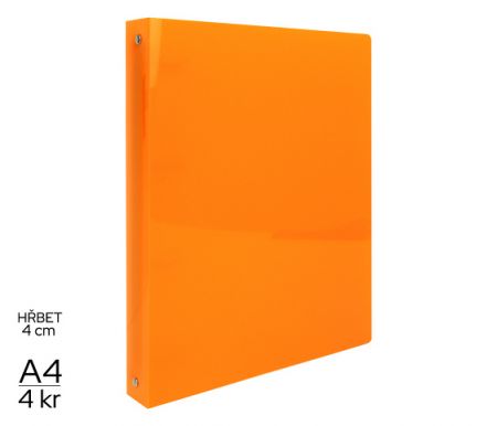 Pořadač LUMA A4/40mm 4 kroužkový oranžový