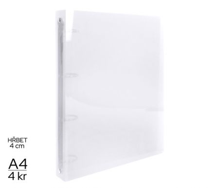 Pořadač LUMA A4/40mm 4 kroužkový transparentní