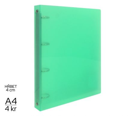 Pořadač LUMA A4/40mm 4 kroužkový zelený